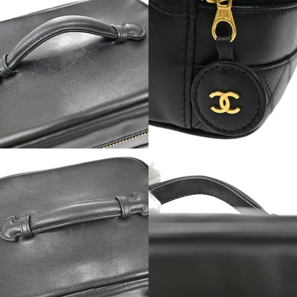 Chanel Vanity pouch Leather, BLACK, LEATHER, Toiletry Case