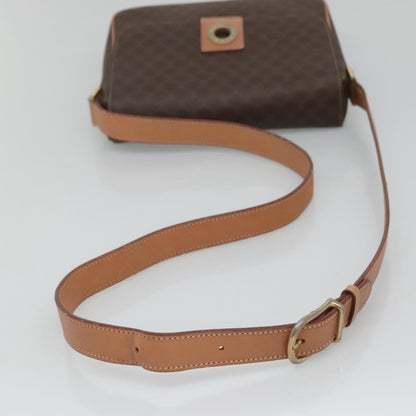 Celine Vintage Macadam Circle Logo Shoulder Bag Canvas and Leather, Brown, Canvas, Shoulder Bag