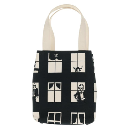 Chanel Coco Window Tote Printed Canvas, BLACK, CANVAS, Tote bag
