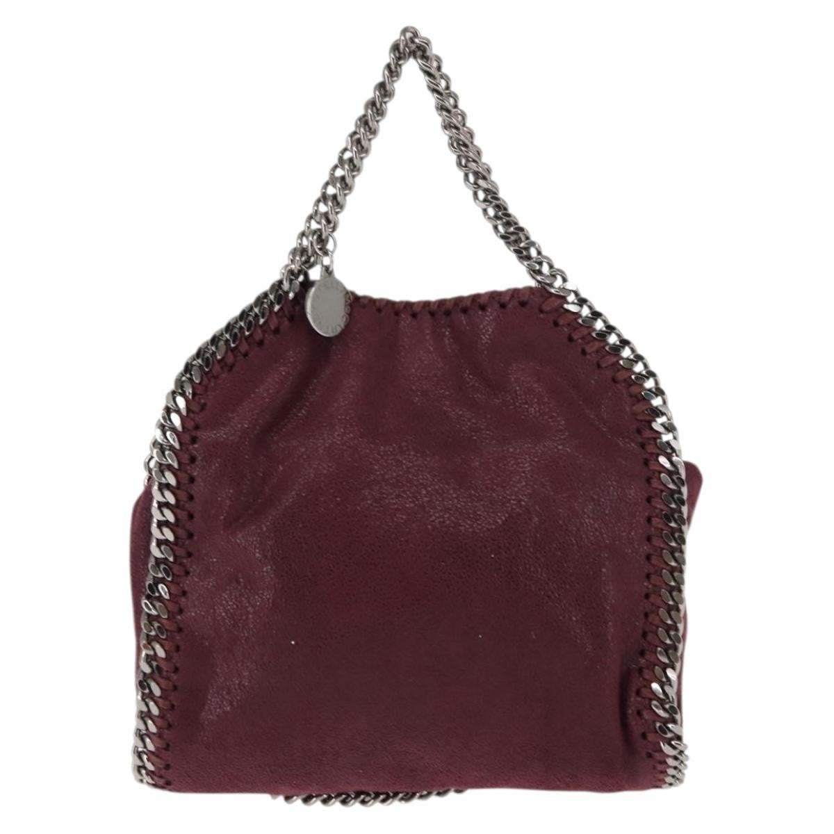 Stella McCartney Falabella Fold Over Crossbody Bag Shaggy Deer, Burgundy, Polyester, Shoulder Bag