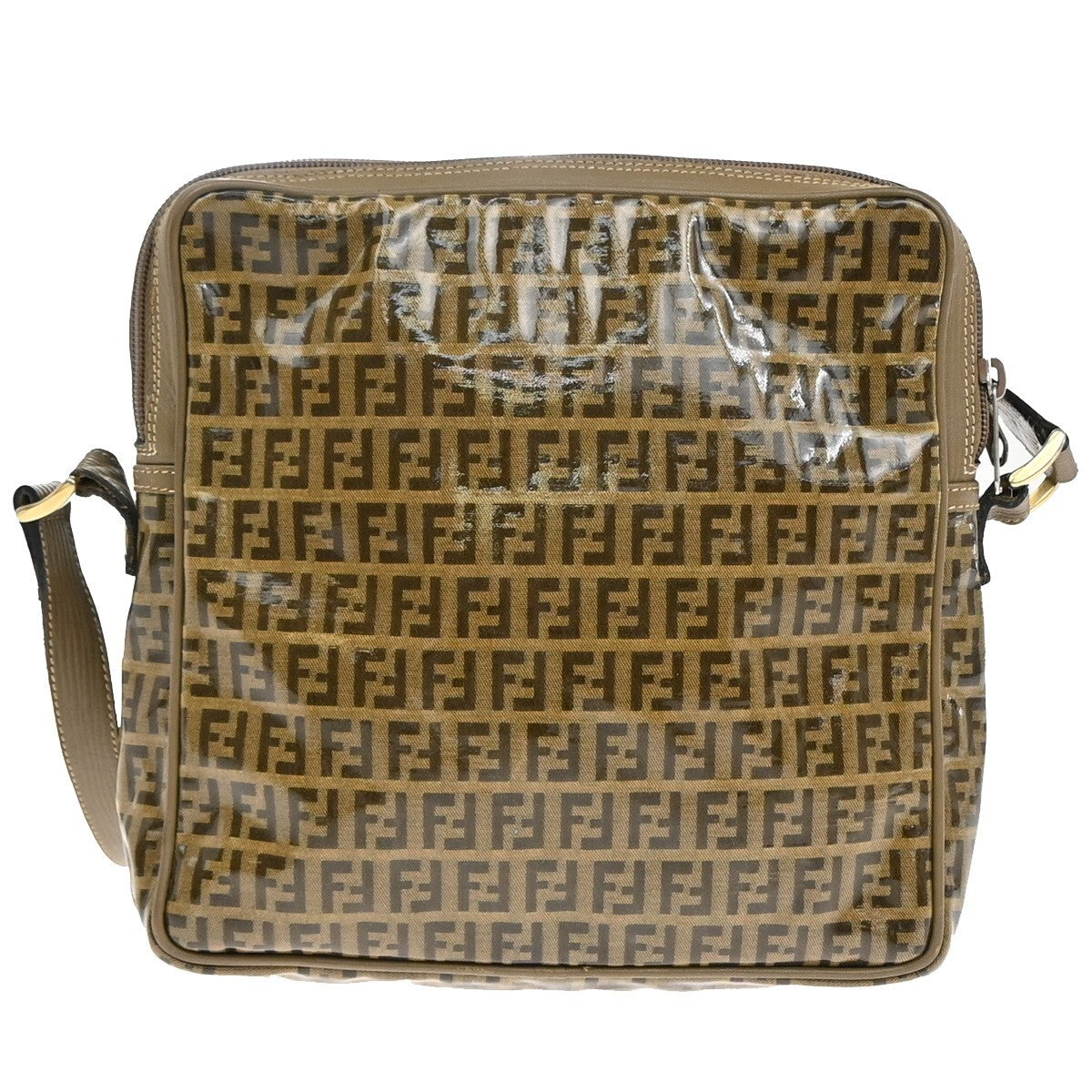 Fendi Camera Case Pattern Zucca, BROWN, CANVAS, Shoulder bag
