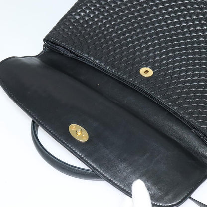 Bally Vintage Handbag Quilted Leather, BLACK, LEATHER, Handbag