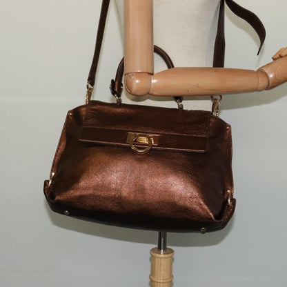 Salvatore Ferragamo Sofia Satchel Leather, BROWN, LEATHER, Handbag