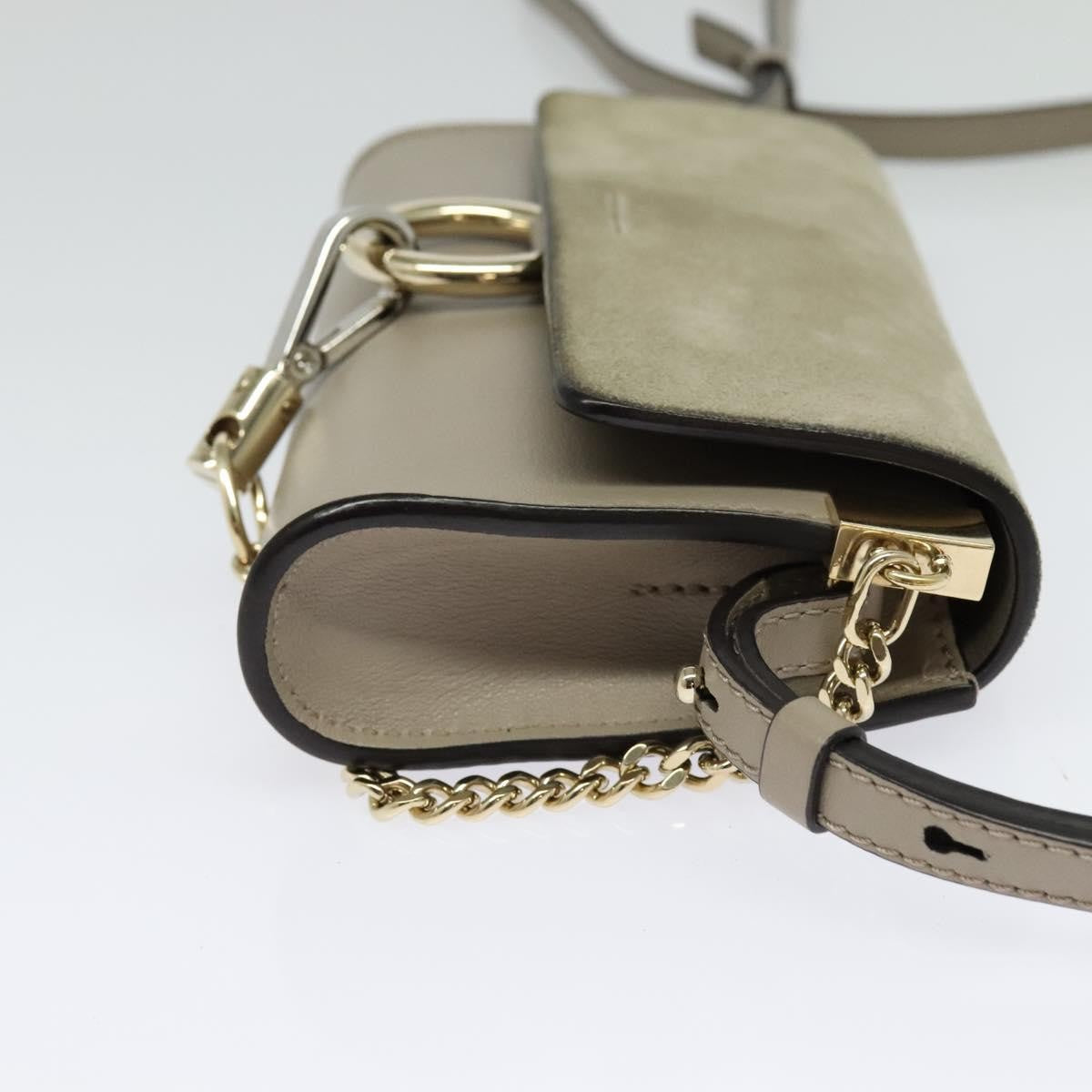 Chloe Faye Shoulder Bag Leather and Suede, Beige, Leather, Shoulder Bag