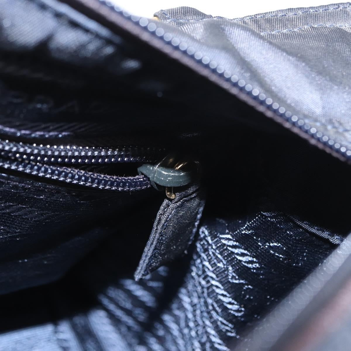 Prada Metal Handles Tote Tessuto, Navy, Nylon, Tote Bag