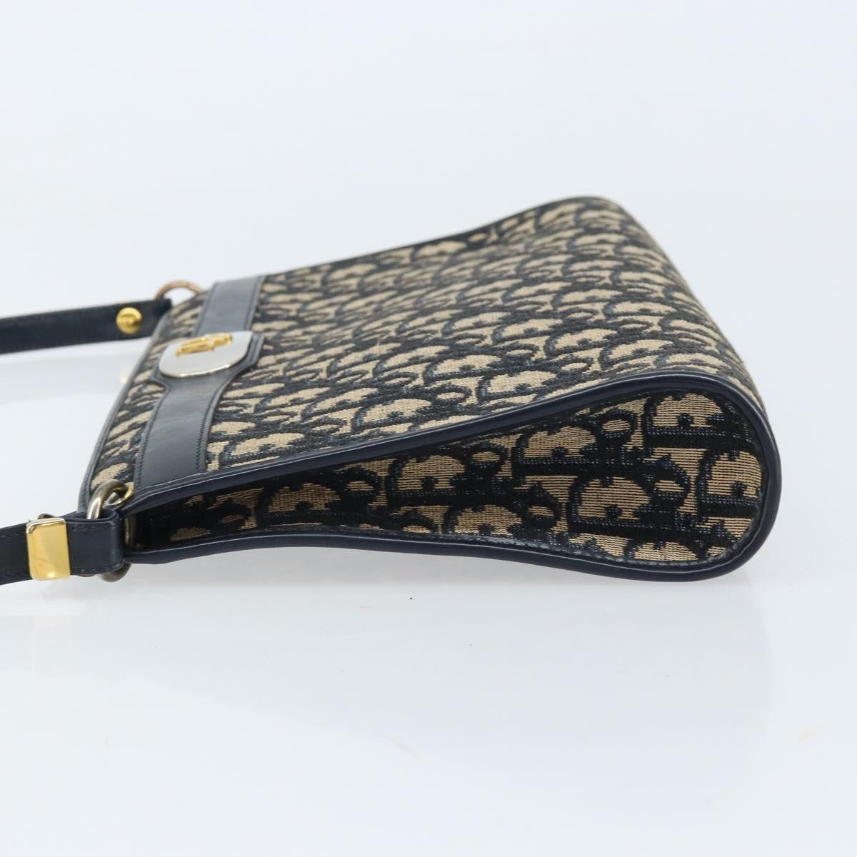 Christian Dior Vintage Trotter Shoulder Bag Canvas, NAVY, CANVAS, Shoulder bag