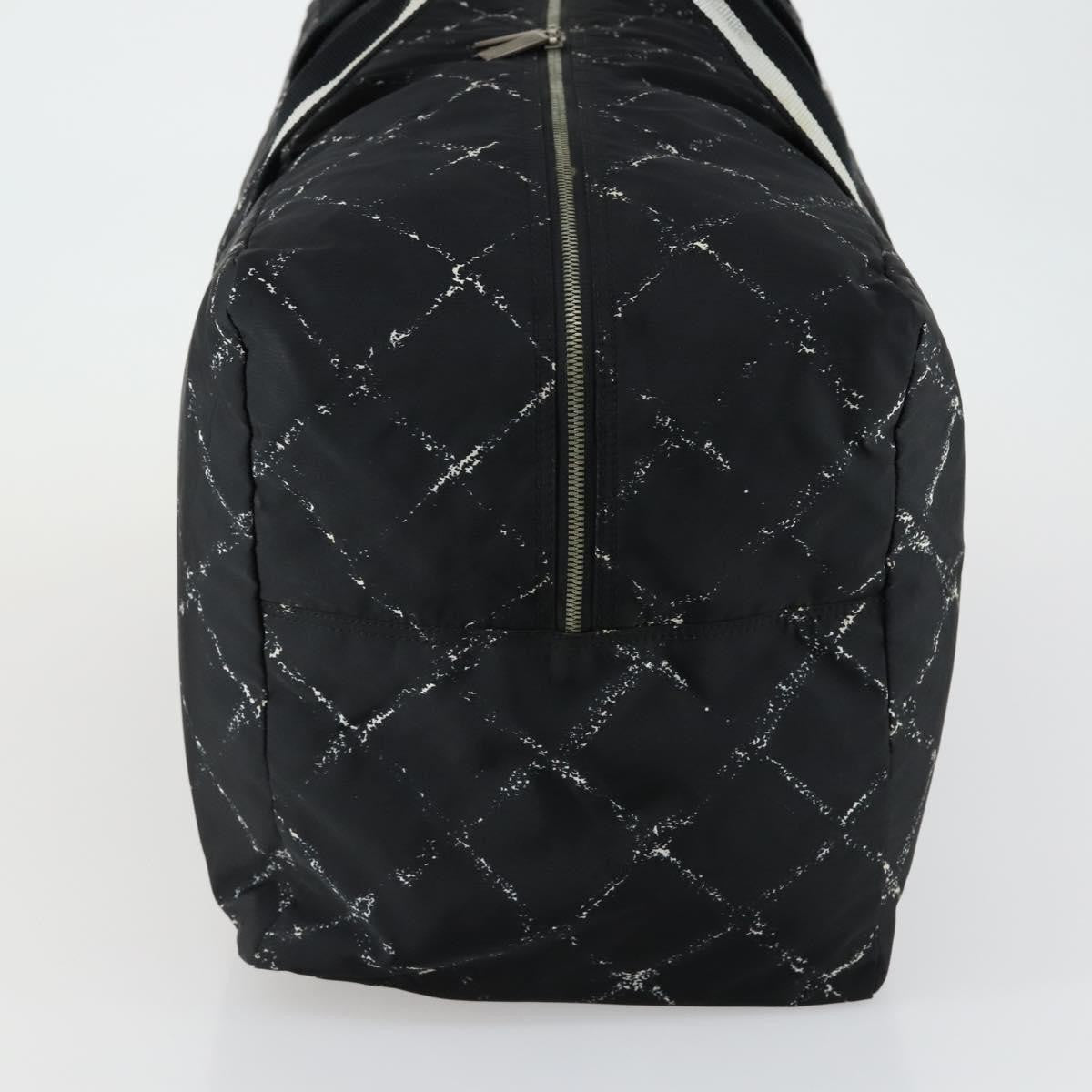 Chanel Travel Line Boston Bag Printed Nylon, BLACK, NYLON, Travel bag