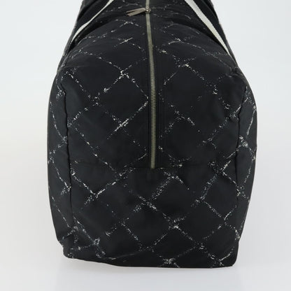 Chanel Travel Line Boston Bag Printed Nylon, BLACK, NYLON, Travel bag