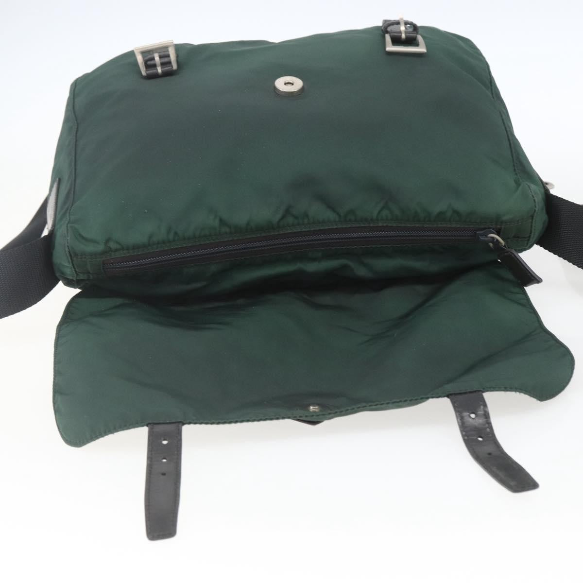 Prada Double Buckle Flap Messenger Bag Tessuto, GREEN, NYLON, Shoulder bag