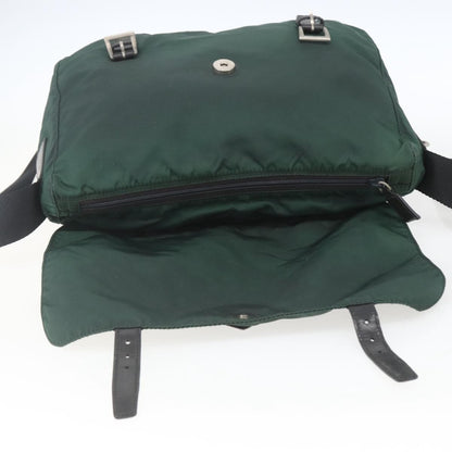 Prada Double Buckle Flap Messenger Bag Tessuto, GREEN, NYLON, Shoulder bag