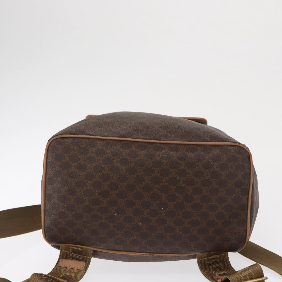 Celine Vintage Macadam Backpack Canvas and Leather, BROWN, CANVAS, Backpack