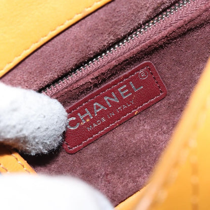Chanel Chain Flap Bag Quilted Leather, ORANGE, LEATHER, Shoulder bag