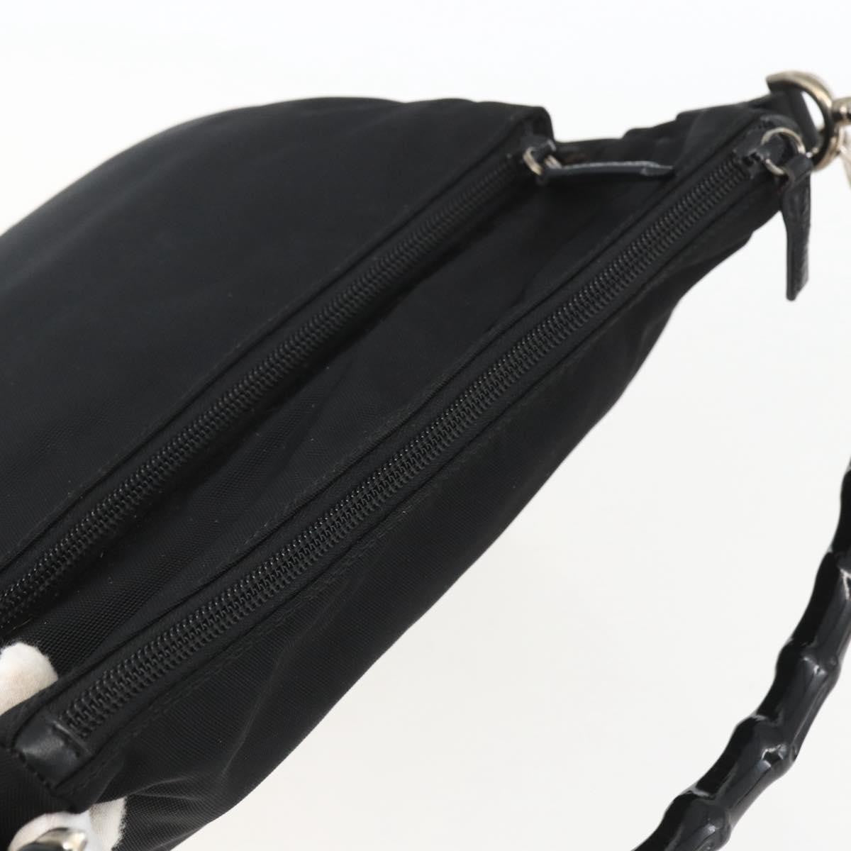 Gucci Vintage Bamboo Shoulder Bag Nylon, BLACK, NYLON, Shoulder bag