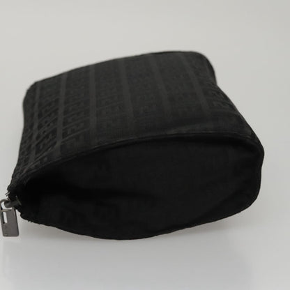 Fendi FF Logo Pouch Canvas, BLACK, CANVAS, Clutche & pouche
