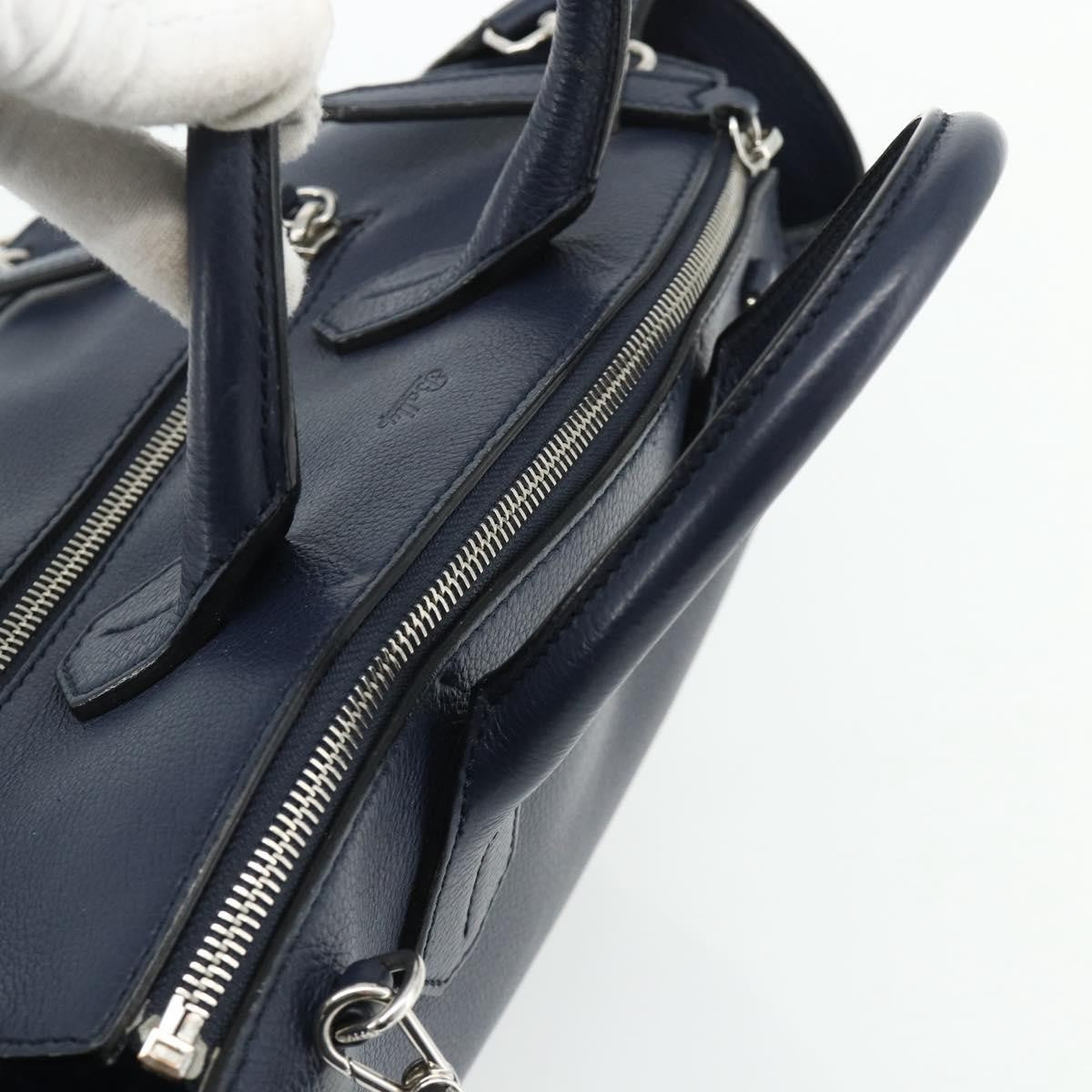 Bally Vintage Handbag Leather, Navy, Leather, Handbag