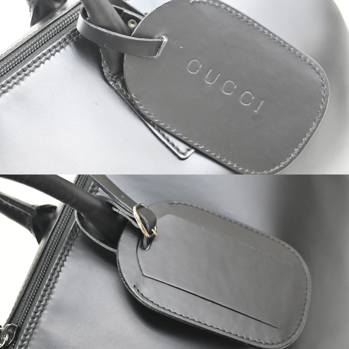 Gucci Vintage Boston Bag Leather, BLACK, LEATHER, Travel bag