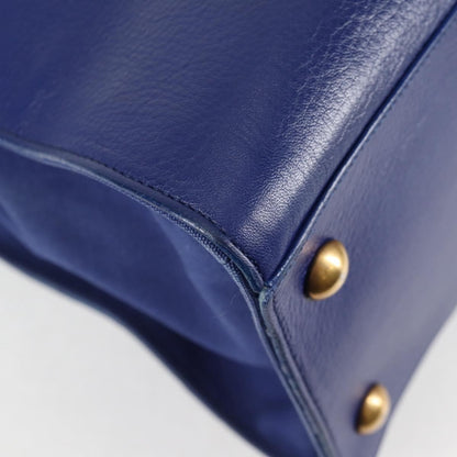 Saint Laurent Muse Two Bag Leather with Canvas, Blue, Leather, Shoulder Bag
