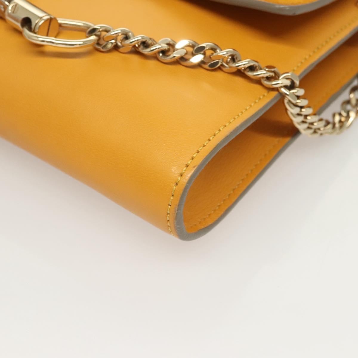Chloe Faye Clutch Leather and Suede, YELLOW, LEATHER, Clutche & pouche