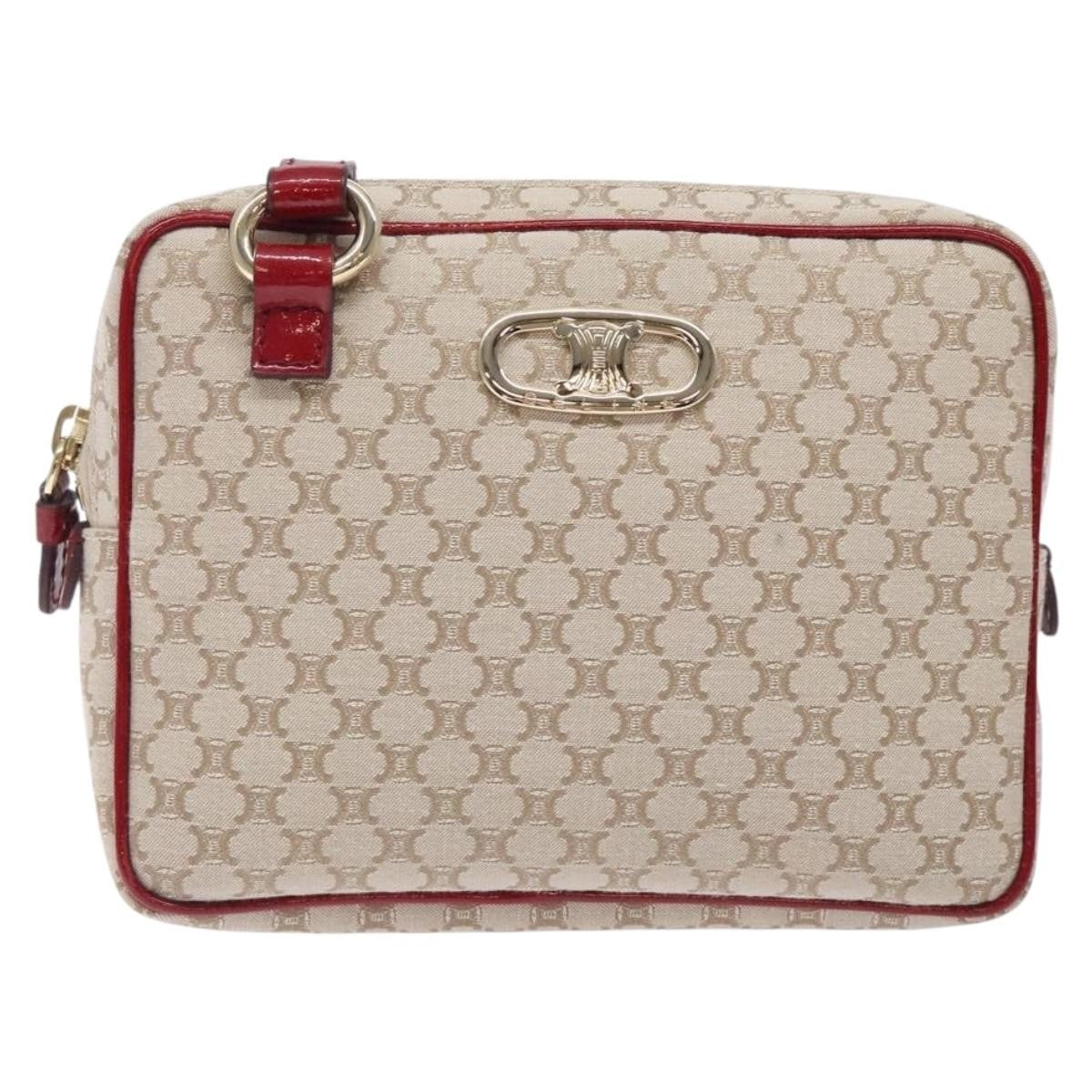 Celine Vintage Macadam Shoulder Bag Canvas, BEIGE, CANVAS, Shoulder bag