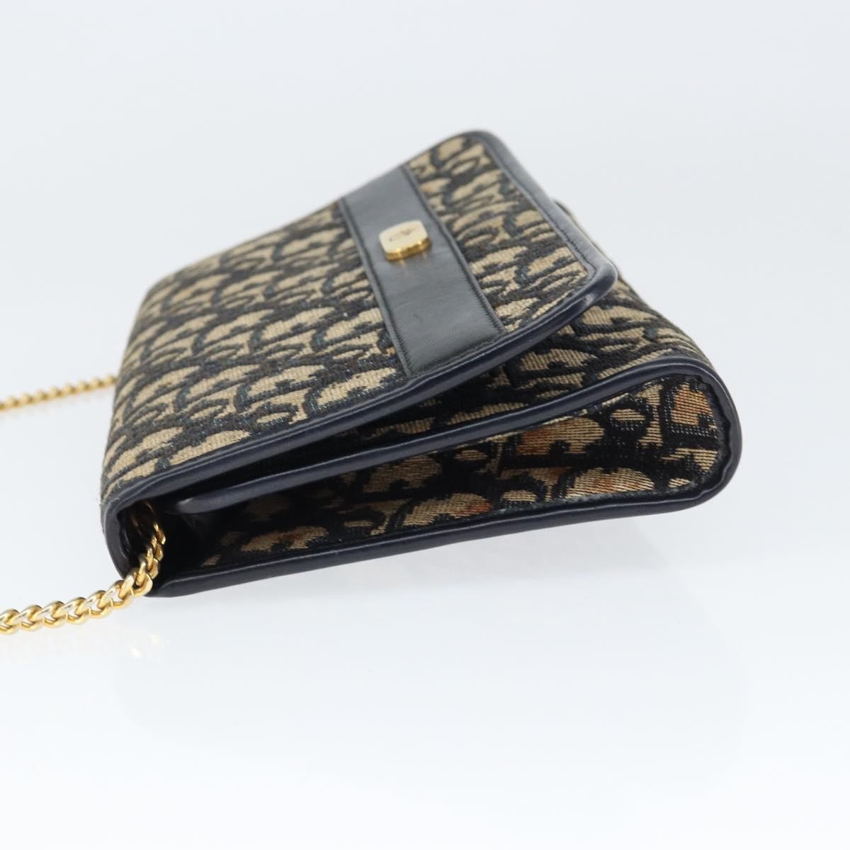 Christian Dior Vintage Trotter Shoulder Bag Canvas, NAVY, CANVAS, Shoulder bag