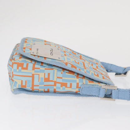 Fendi Logo Zucca Shoulder Bag Zucca, BLUE, CANVAS, Shoulder bag