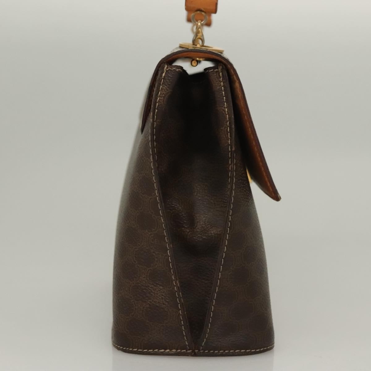 Celine Macadam Handbag Macadam with leather, BROWN, CANVAS, Handbag