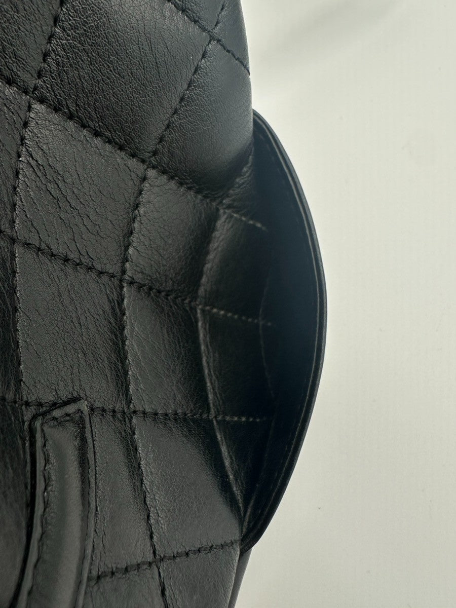 Chanel Cambon Pochette Quilted Leather, Black, Leather, Shoulder Bag