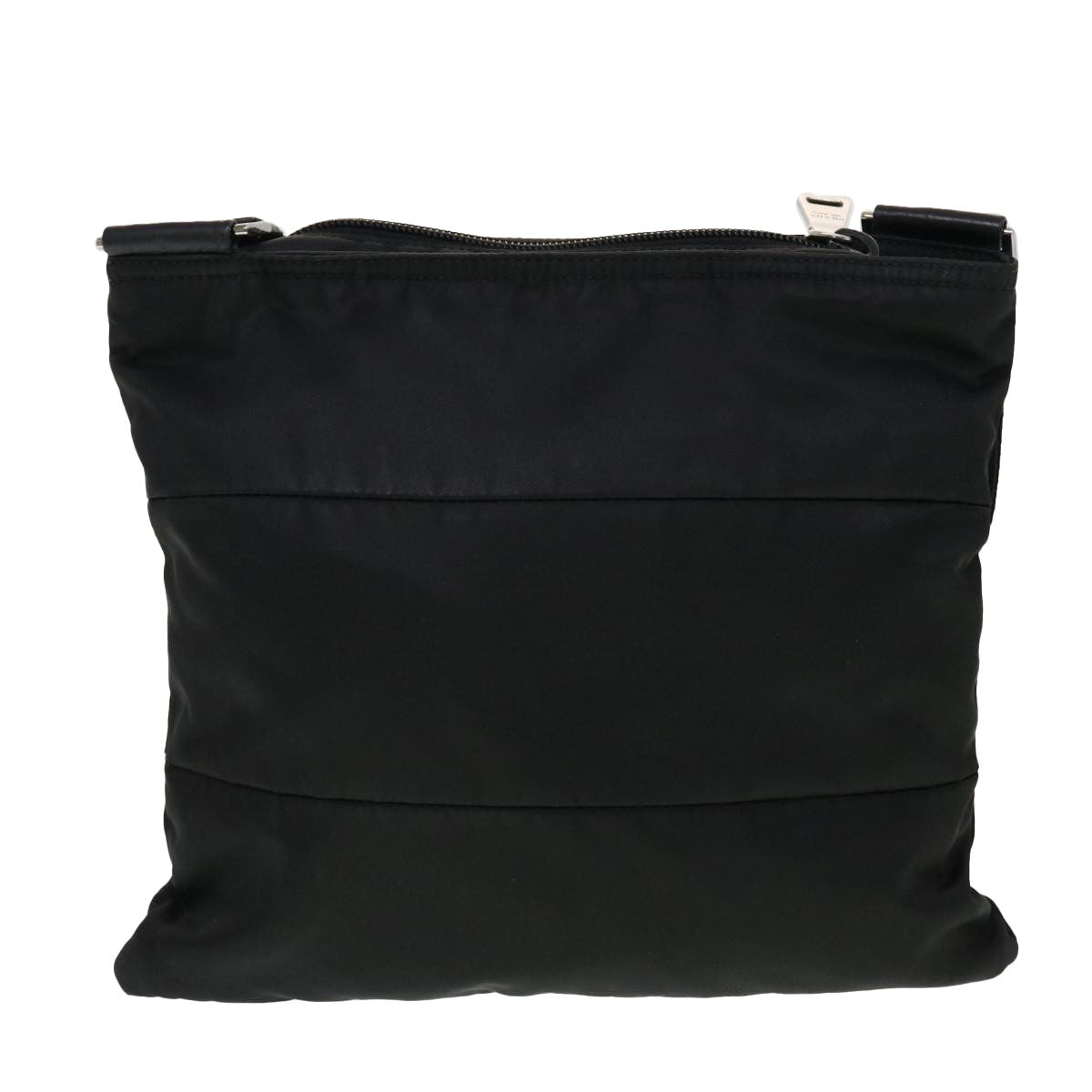 Prada Zip Messenger Bag Horizontal Quilt Tessuto, BLACK, NYLON, Shoulder bag