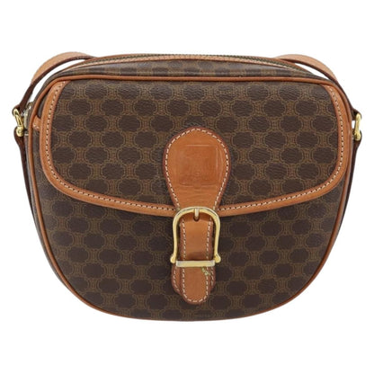 Celine Vintage Macadam Shoulder Bag Canvas and Leather, BROWN, CANVAS, Shoulder bag