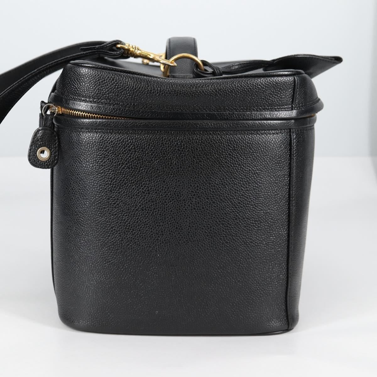 Chanel Vintage Timeless Vanity Case Caviar, BLACK, LEATHER, Toiletry Case