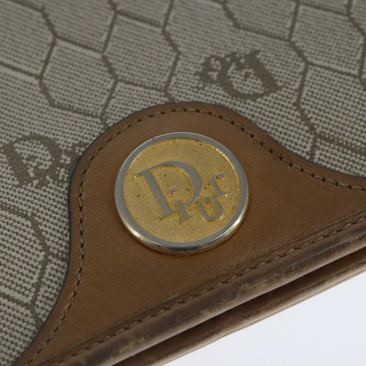 Christian Dior Vintage Honeycomb chain Canvas, BEIGE, CANVAS, Handbag