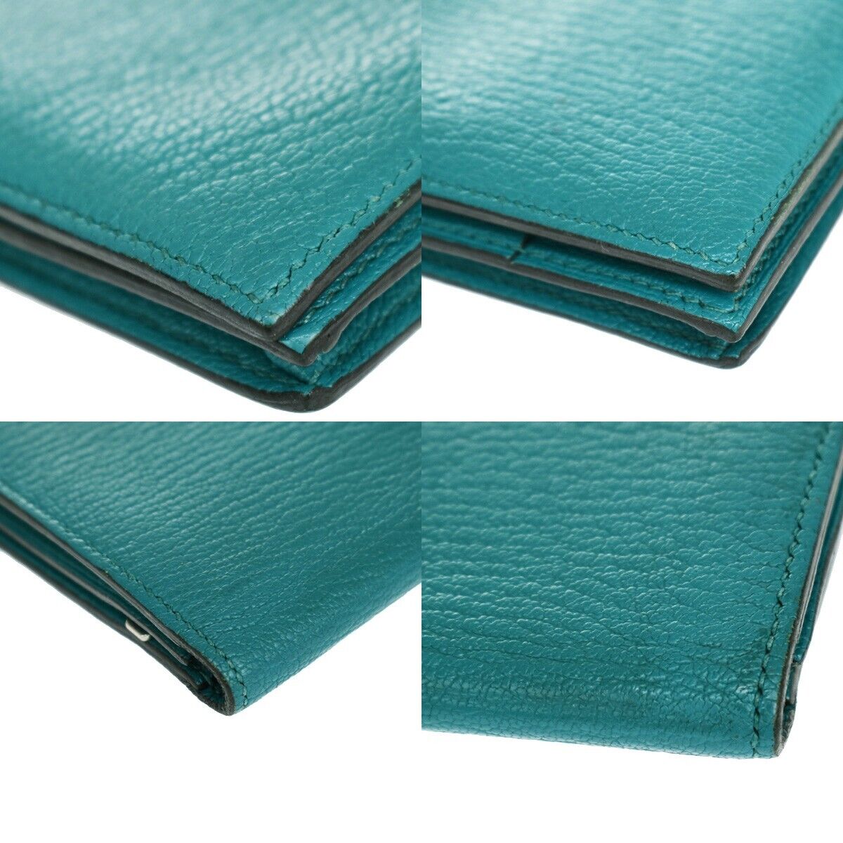 Hermes Bearn Wallet Chevre Mysore, BLUE, LEATHER, Wallets