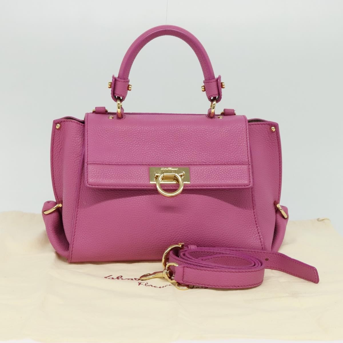 Salvatore Ferragamo Sofia Satchel Leather, PINK, LEATHER, Handbag
