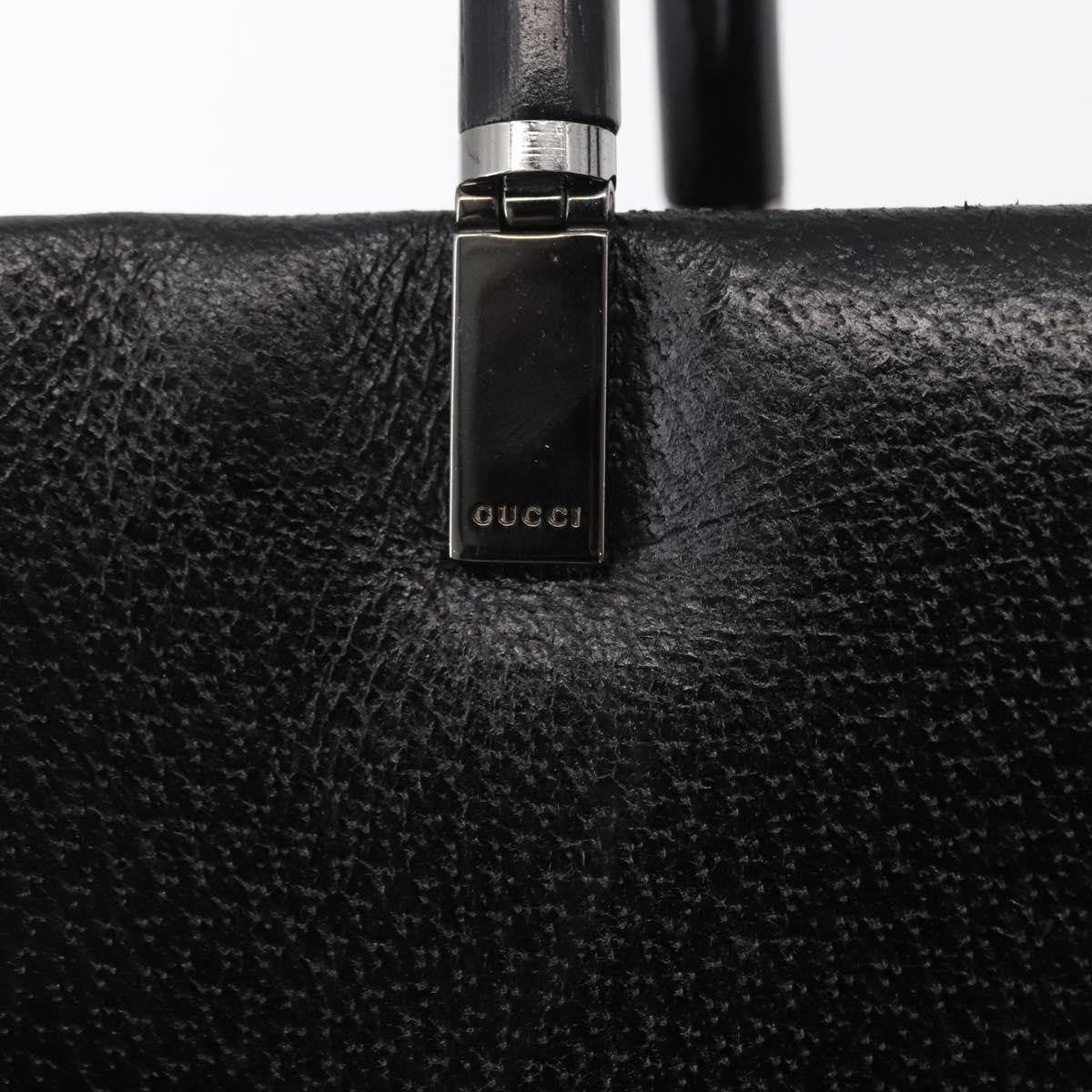Gucci Vintage Bamboo Handle Bag Leather, BLACK, LEATHER, Handbag