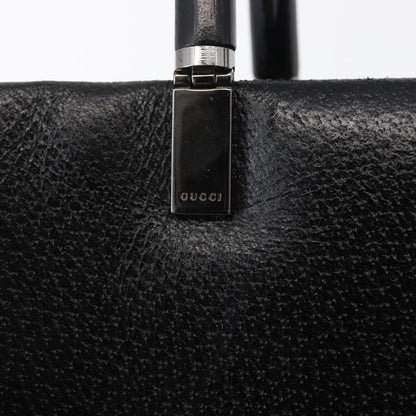 Gucci Vintage Bamboo Handle Bag Leather, BLACK, LEATHER, Handbag
