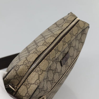 Gucci Front Zip Messenger GG Coated Canvas, BEIGE, CANVAS, Shoulder bag