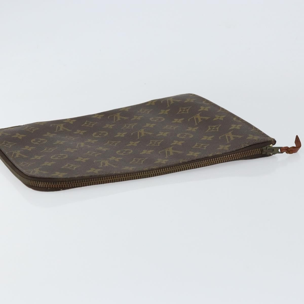Louis Vuitton Poche Documents Monogram Canvas, BROWN, CANVAS, Clutche & pouche