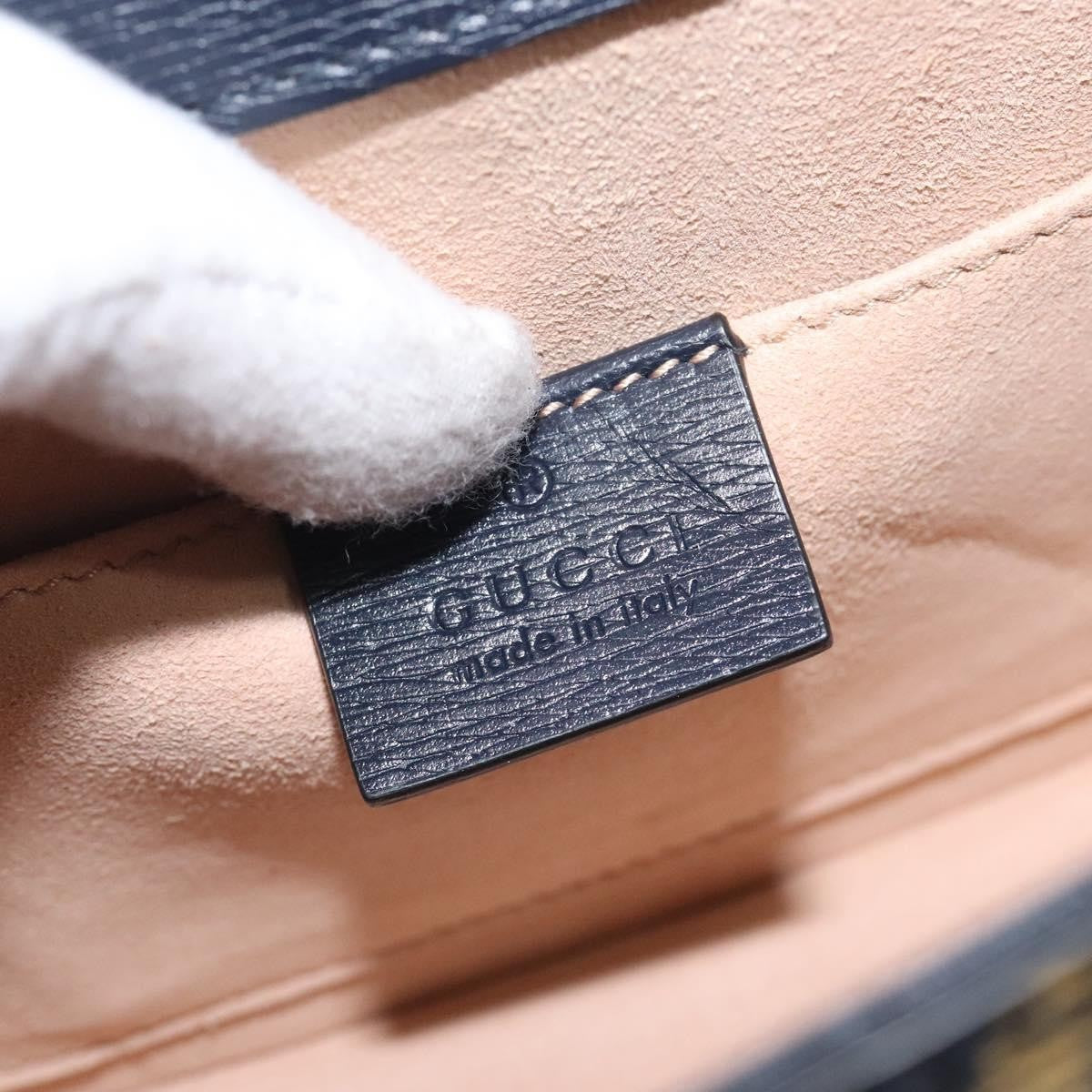 Gucci Sylvie Top Handle Bag Printed Leather, NAVY, LEATHER, Handbag