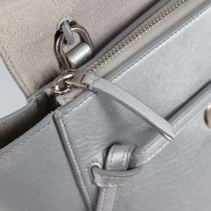 Celine Belt Bag Textured Leather, SILVER, LEATHER, Shoulder bag