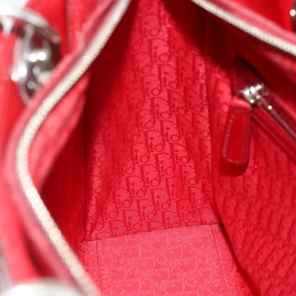 Christian Dior Lady Dior Bag Cannage Quilt Patent, Red, Patent Leather, Handbag