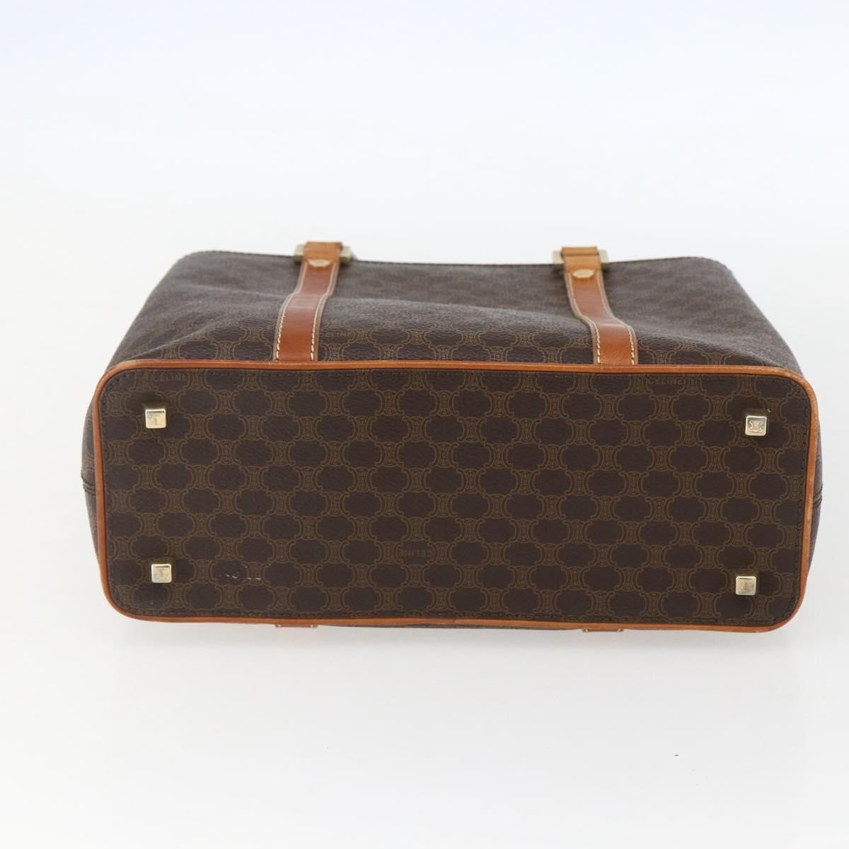 Celine Vintage Macadam Handbag Canvas and Leather, BROWN, CANVAS, Handbag