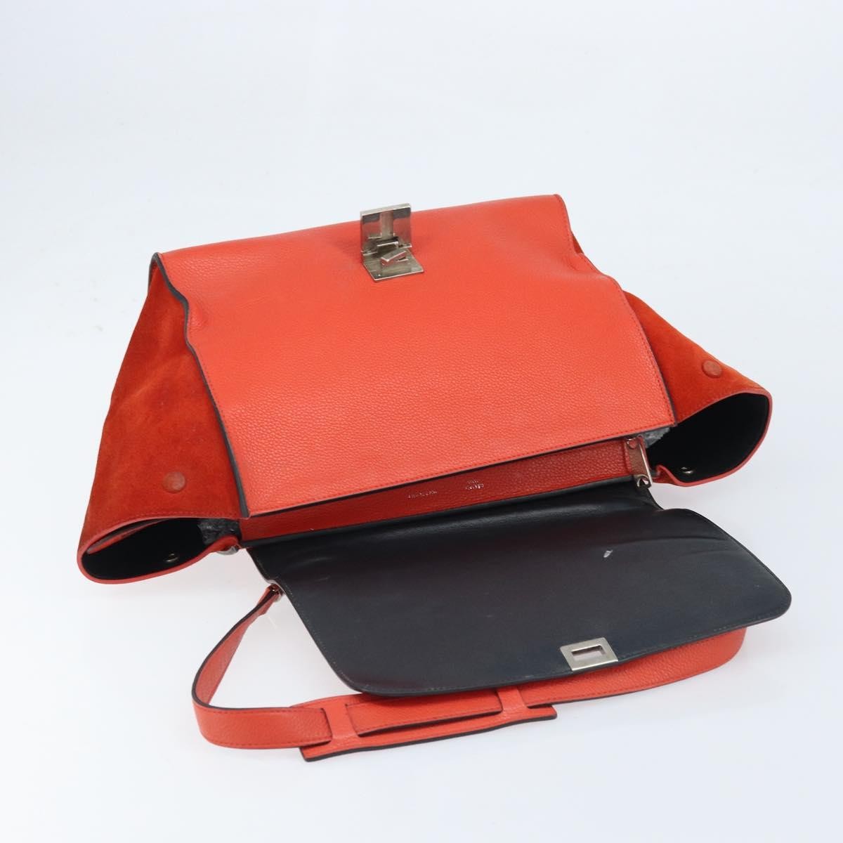 Celine Trapeze Bag Leather with Suede, Orange, Leather, Handbag