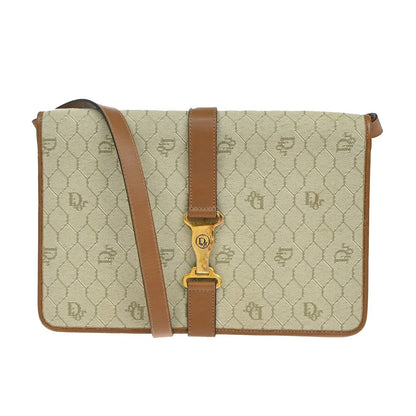 Christian Dior Vintage Honeycomb Handbag Canvas Leather, BEIGE, CANVAS, Shoulder bag