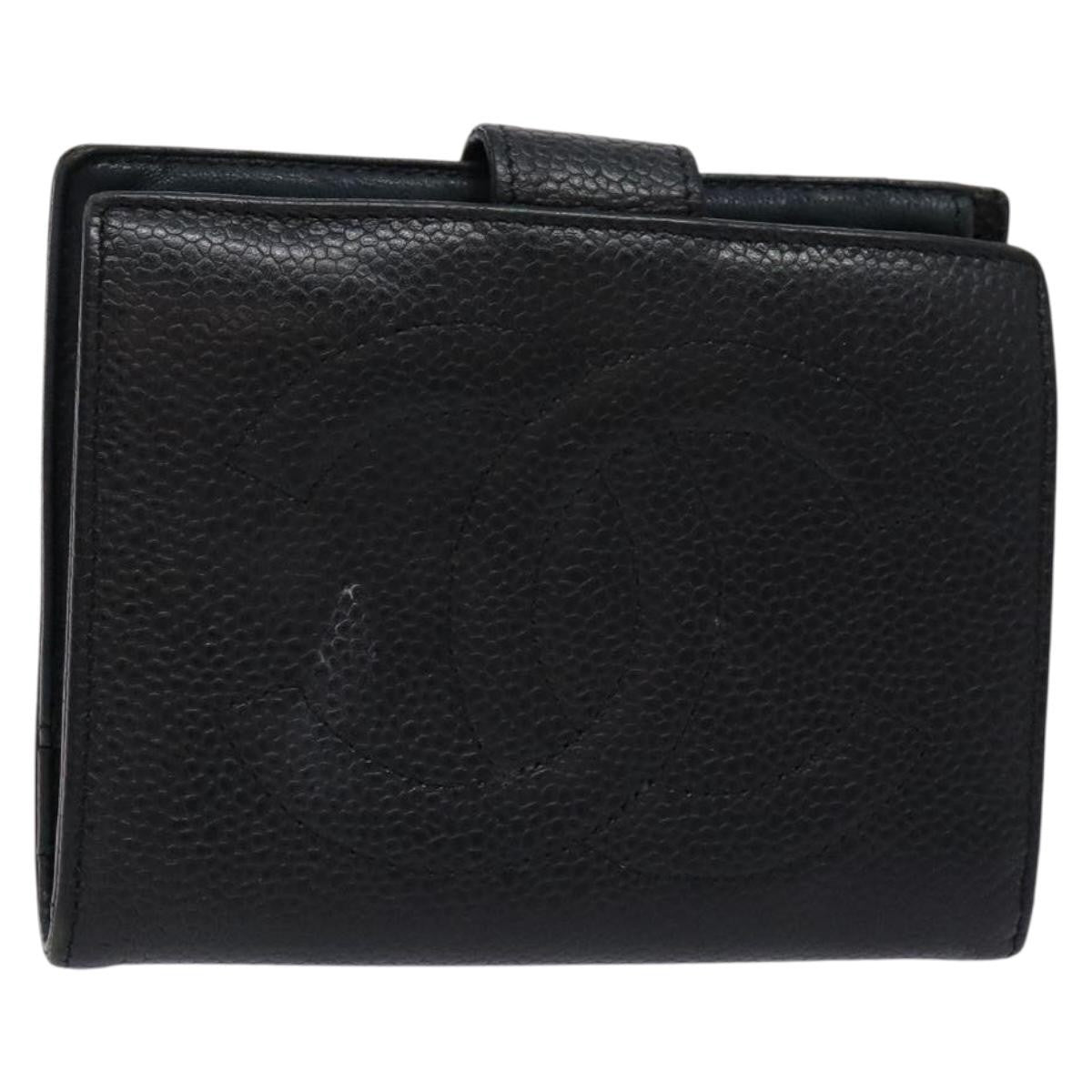 Chanel CC Bifold Wallet Quilted Caviar, BLACK, LEATHER, Wallets