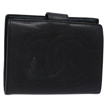 Chanel CC Bifold Wallet Quilted Caviar, BLACK, LEATHER, Wallets