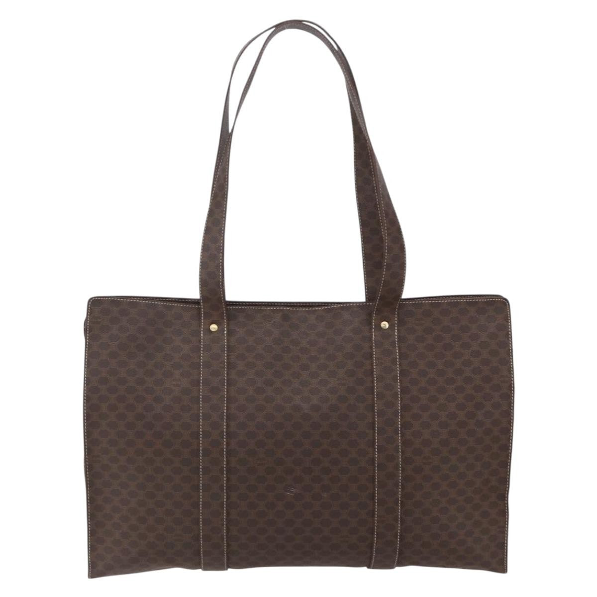 Celine Vintage Macadam Tote bag Canvas and Leather, BROWN, CANVAS, Tote bag