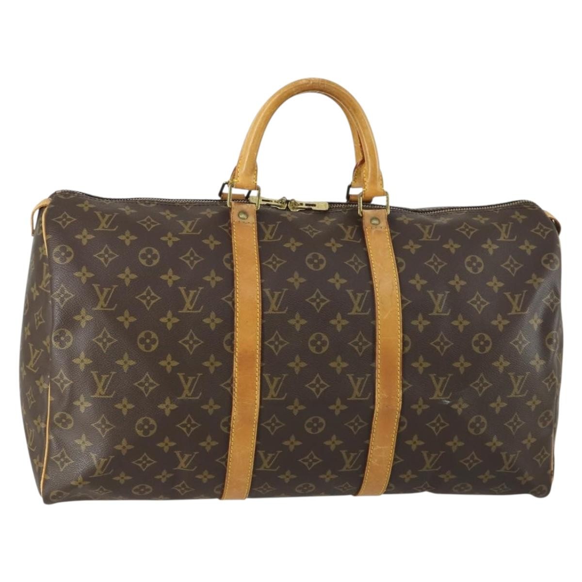 Louis Vuitton Keepall Bag Monogram Canvas, BROWN, CANVAS, Travel bag