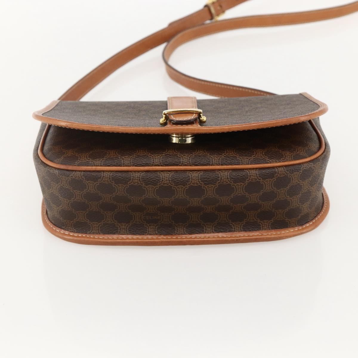 Celine Vintage Macadam Shoulder Bag Canvas and Leather, Brown, PVC, Shoulder Bag