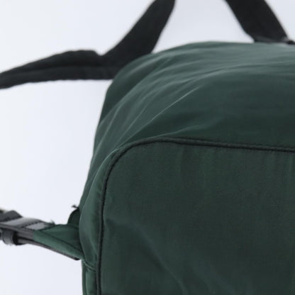 Prada Vela Double Front Pocket Backpack Tessuto with Saffiano Leather, Khaki, Nylon, Backpack