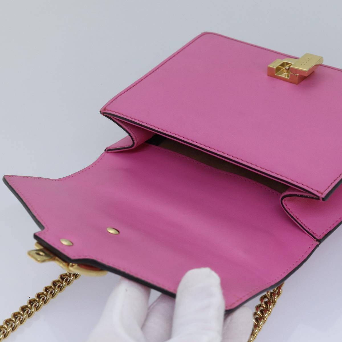 Gucci Sylvie Chain Shoulder Bag Leather, PINK, LEATHER, Shoulder bag